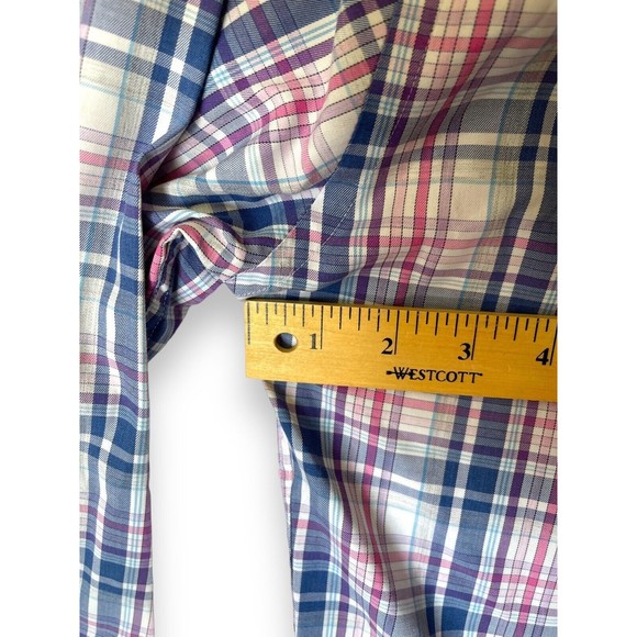 Peter Millar Men's XL Blue Pink Plaid Button-Up Shirt Casual Long Sleeve Cotton - Picture 9 of 13
